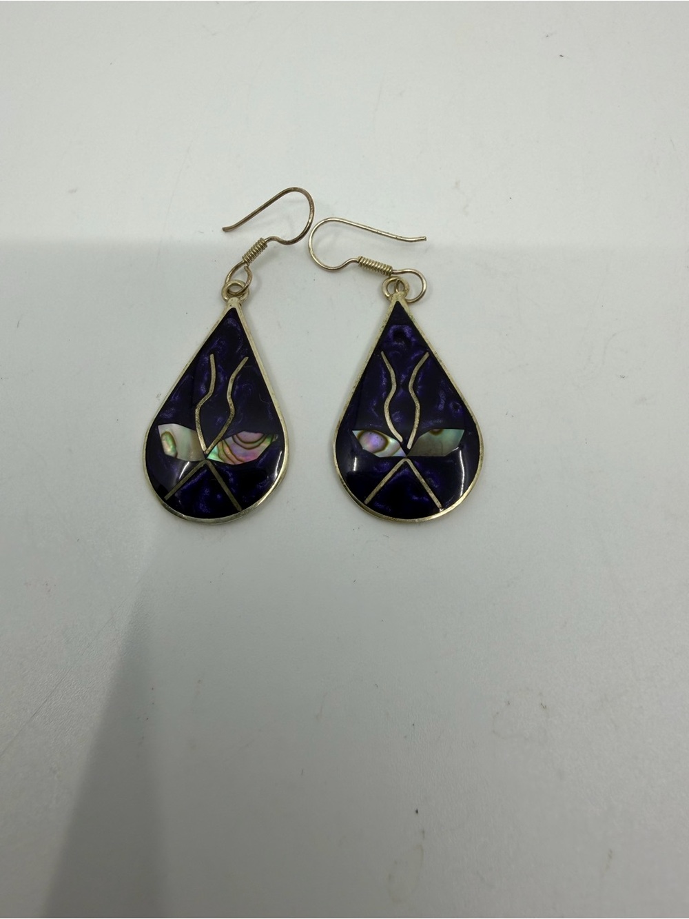 Elegant Teardrop cobalt blue abalone Inlay Earrings - Women Jewelry